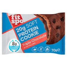 FitSpo protein kollagén cookie tripla csokoládé ízesítésű hozzáadott cukor nélkül, gluténmentes 70 g