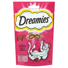 Dreamies kiegészítő macskaeledel marhával felnőtt macskák és 8 hetesnél idősebb kölykök számára 60 g