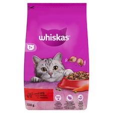 Whiskas 1+ teljes értékű szárazeledel felnőtt macskák számára marhával 300 g