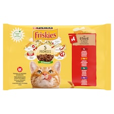 Purina Friskies szószban csirkével/marhával/báránnyal/kacsával nedves macskaeledel 4 x 85 g