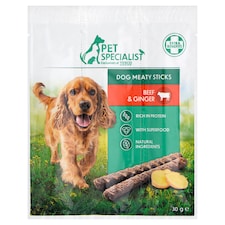Pet Specialist jutalomfalat rudacskák marhával és gyömbérrel felnőtt kutyák számára 3 x 10 g (30 g)