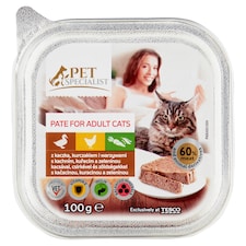 Pet Specialist teljes értékű eledel felnőtt macskáknak kacsával, csirkével, zöldségekkel 100 g
