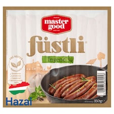 Master Good Füstli Ínyenc borsos és fokhagymás fűszerezésű, füst ízesítésű virsli csirkehúsból 350 g