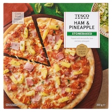 gyorsfagyasztott kövön sült pizzalap ananásszal edami- és mozzarella sajtokkal, sonkával 320 g