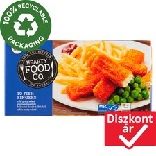 Hearty Food Co. gyorsfagyasztott, panírozott, elősütött halrudak darált tengeri halakból 250 g