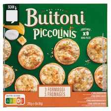 Buitoni Piccolinis gyorsfagyasztott pizza három féle sajttal 9 x 30 g (270 g)