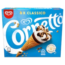 CORNETTO Multipack Tölcséres Jégkrém Classico Vanília 6 x 90 ml