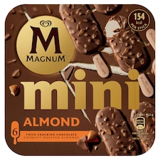 Magnum Mini vaníliás jégkrém tejcsokoládé bevonattal és mandula darabkákkal 6 x 55 ml (330 ml)
