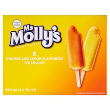 Ms Molly's citromízű és narancsízű vizes jégkrém szósszal töltve 2 x 4 x 70 ml (560 ml)