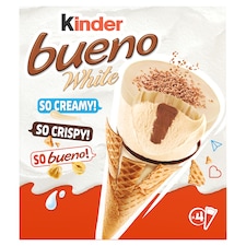 Kinder Bueno White mogyorós jégkrém mogyorós töltelékkel ostyatölcsérben kakaós bevonattal 248 g