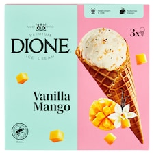 Dione vanília-mangó fagylalt maracujával és chia maggal gofritölcsérben 3 db 390 ml