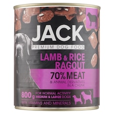 Jack teljes értékű eledel felnőtt kutyák minden fajtája számára bárányhússal és rizzsel 800 g