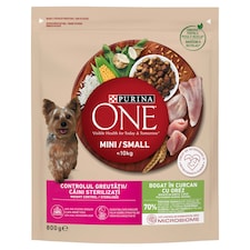 Purina One Mini teljes értékű állateledel felnőtt kutyák számára pulykában gazdag, rizzsel 800 g
