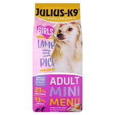 Julius-K9 Hypoallergenic Adult Bárány-Rizs for Girls teljes értékű kutyaeledel 1 kg