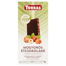 Torras mogyorós étcsokoládé hozzáadott cukor nélkül, édesítőszerrel 125 g