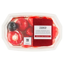 krémsajttal töltött marinált cseresznyepaprika & magozott fekete olívabogyó repceolajban 150 g
