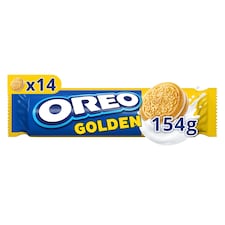 OREO Golden Vaníliaízű Töltött Keksz, vegetáriánusok is fogyaszthatják, 14 db keksz 154 g