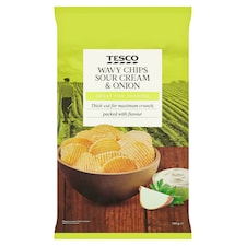 hullámos hagymás-tejfölös ízű burgonyachips 130 g