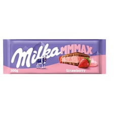 Milka Mmmax alpesi tej felhasználásával készült tejcsokoládé eperízű töltelékkel 300 g