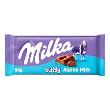 Milka Bubbly alpesi tejcsokoládé levegőbuborékos tejcsokoládé töltelékkel 90 g