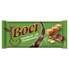 Boci tejcsokoládé földimogyorós töltelékkel, pörkölt és sózott karamellizált földimogyoróval 105 g