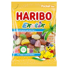 Haribo Exotix savanyú, gyümölcsízű kandírozott gumicukorka 80 g