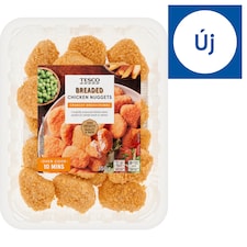 darabokból formázott, főtt-sült, panírozott csirkemellfile falatok 350 g
