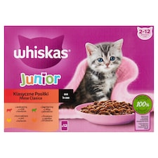 Whiskas Junior Klasszikus Ételek teljes értékű nedves eledel kölyökmacskáknak 12 x 85 g (1,02 kg)