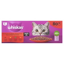 Whiskas 1+ Klasszikus Ételek teljes értékű nedves eledel felnőtt macskáknak 80 x 85 g (6,80 kg)