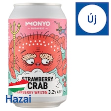 MONYO Strawberry Crab bajor búzasör alapú eper ízű szűretlen szénsavas ital 3,2% 330 ml
