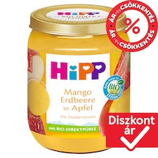 HiPP bio gyümölcskészítmény alma mangóval és eperrel bébidesszert 6 hónapos kortól 160 g