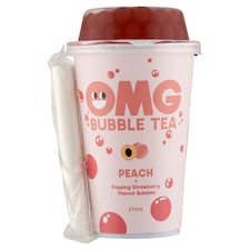OMG Bubble Tea barack ízű fekete tea & eper ízű szétpattanó golyóval 270 ml