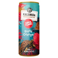 Kalumba Madagascar Gin & Tonic Blood Orange ízű szénsavval dúsított alkoholtartalmú ital 4,5% 250 ml