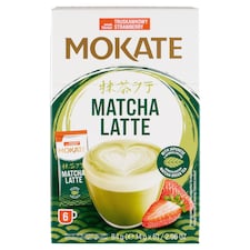 Mokate Strawberry Matcha Latte tej és zöldtea alapú instant italpor eper ízesítéssel 6 x 14 g (84 g)