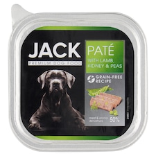 Jack premium pástétom bárányhússal, vesével és zöldborsóval kutyáknak 150 g