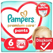 Pampers Premium Care Bugyipelenka, Méret: 6, 46 db Pelenka, 13kg-19kg