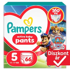 Pampers Active Baby Bugyipelenka Mancs Őrjárat Kiadás, Méret: 5, 66 db Pelenka, 11kg-17kg