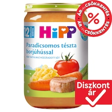 HiPP bio paradicsomos tészta borjúhússal bébiétel 12 hónapos kortól 220 g