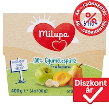 Milupa Frutapura Gyümölcsvarázs 100% gyümölcspüré 6 hó+ 4 x 100 g (400 g)