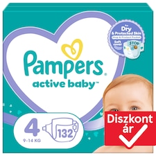 Pampers Active Baby Pelenka, Méret: 4, 132 db Pelenka, 9kg-14kg
