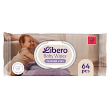 Libero parfüm- és műanyagmentes nedves törlőkendő 64 db
