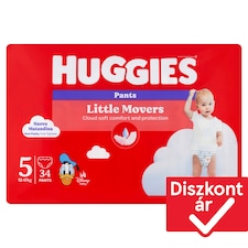 Huggies Little Movers nadrágpelenka újszülött csecsemők számára, méret: 5, 12-17 kg 34 db