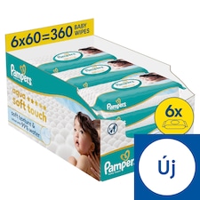 Pampers Aqua Soft Touch Baby Nedves Törlőkendő, 6 Csomag x 60 Törlőkendő = db Baba Nedves Törlőkendő