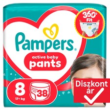 Pampers Active Baby Bugyipelenka, Méret: 8, 38 db Pelenka, 17kg+