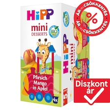 HiPP őszibarack mangó almában bio gyümölcskészítmény bébidesszert 4 hónapos kortól 4 x 100 g (400 g)