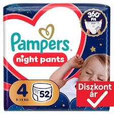 Pampers Night Bugyipelenka, Méret: 4, 52 db Pelenka, 9kg-15kg