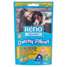Reno Crunchy Pillows kutya jutalomfalat csirkében gazdag friss sajt töltelékkel 60 g