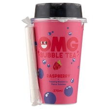 OMG Bubble tea málna ízű üdítőital & áfonya ízű szétpattanó golyóval 270 ml