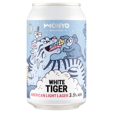 MONYO White Tiger American Light Lager típusú szűretlen alsóerjesztésű sör 3,5% 330 ml