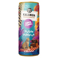 Kalumba Madagascar Gin&Tonic Purple Hibiscus ízű szénsavval dúsított alkoholtartalmú ital 4,5%250 ml